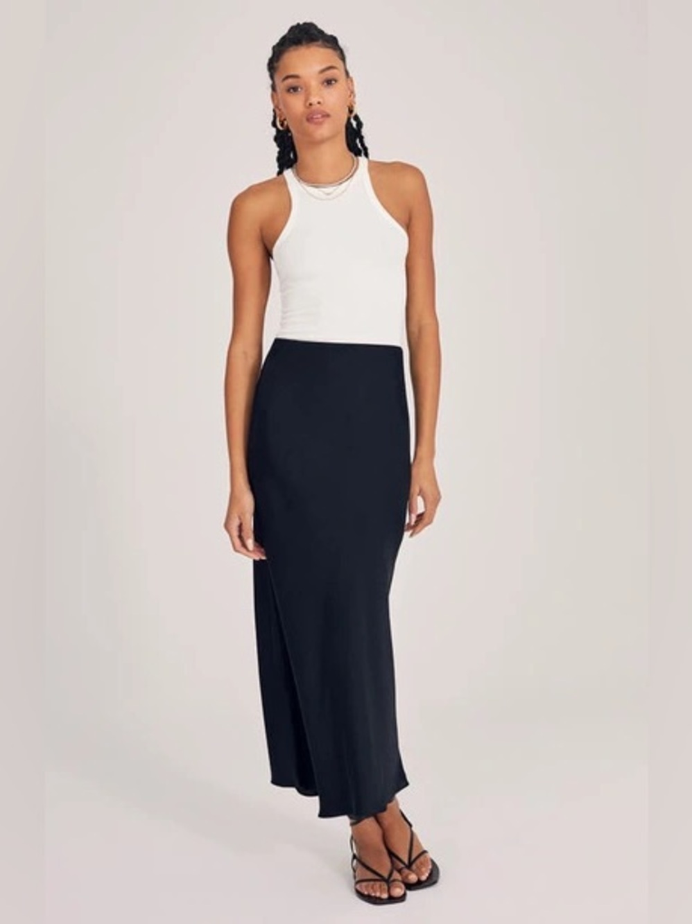 Favorite Daughter Black Satin Maxi Slip Skirt Size XS